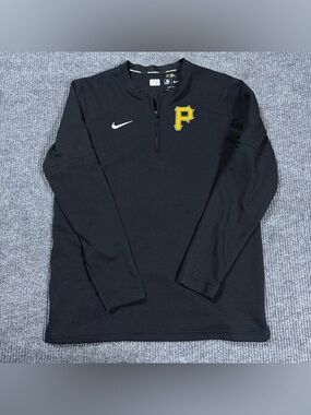 Nike Pittsburgh Pirates 1/4 Zip Pullover Mens M Black LS Team Issued Dri-Fit